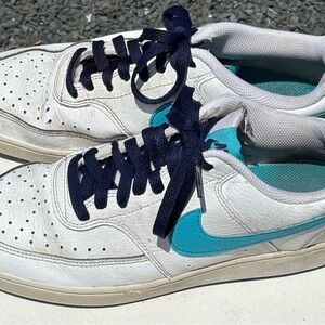 Nike White and Teal Sneakers